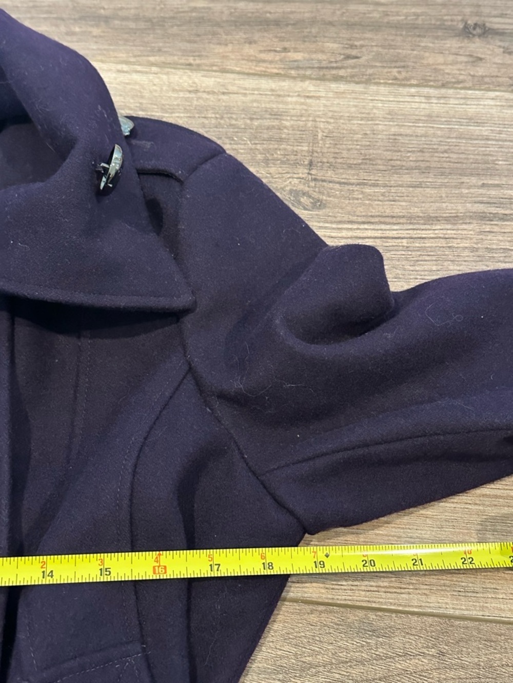 Calvin Klein Double-Breasted Pea Coat with Tie in Deep Plum Size 10 - Picture 6 of 7